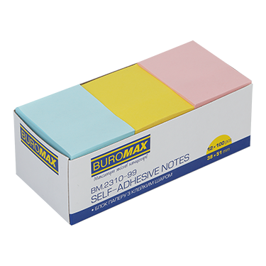 Паперовий блок для нотаток BUROMAX (BM.2310-99), 38х51мм, пастельні кольори, 100шт